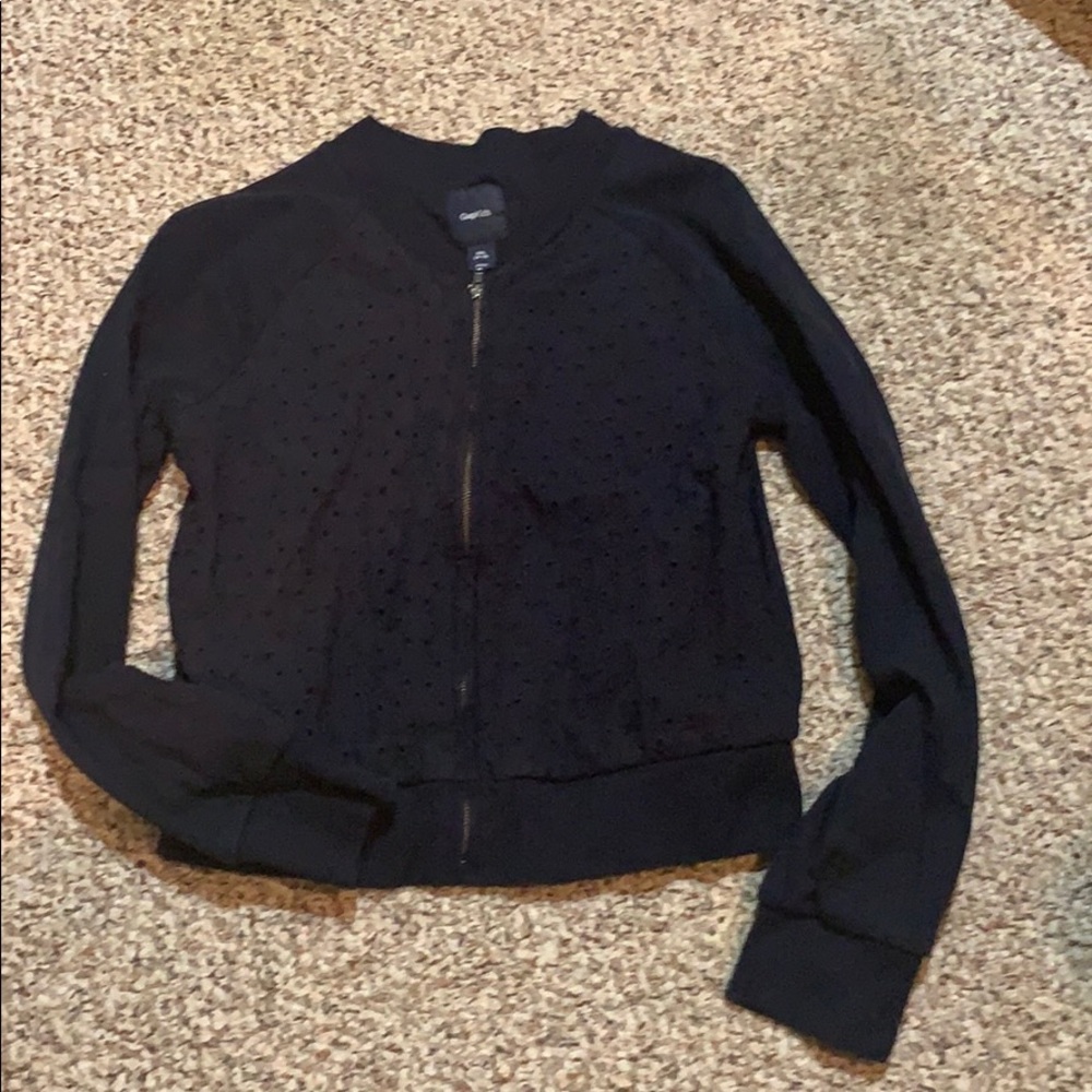 GapKids full zip sweater eyelet